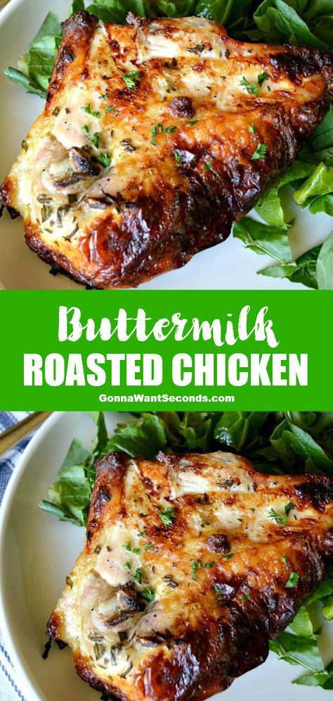 Buttermilk Roasted Chicken, Keto Quiche, Chicken Breast Recipes Baked, Buttermilk Chicken, Buttermilk Recipes, Chicken Entrees, Keto Pancakes, Roast Chicken Recipes, Chicken Main Dishes