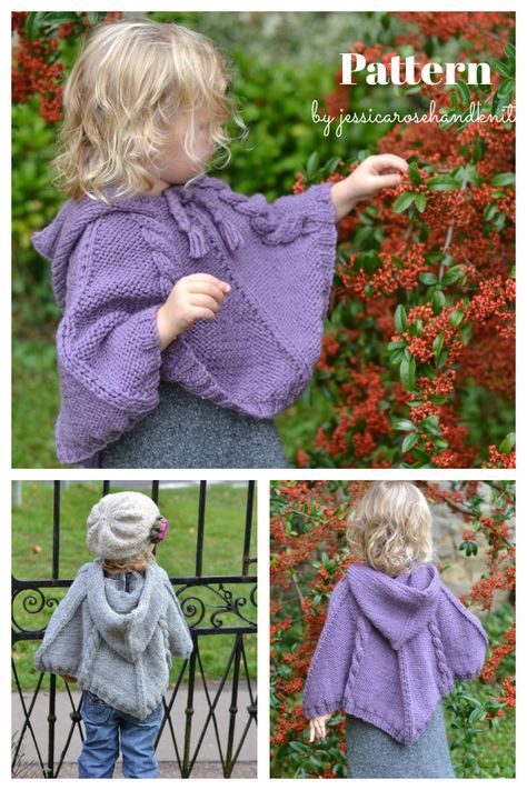 10 Hooded Baby Poncho Knitting Patterns - Page 2 of 2 Baby Poncho Knitting Pattern Free, Poncho Knitting Patterns Kids, Poncho Knitting Patterns Free, Kids Poncho Pattern, Hooded Poncho Pattern, Easy Poncho Knitting Pattern, Knitted Cape Pattern, Toddler Poncho, Poncho Knitting