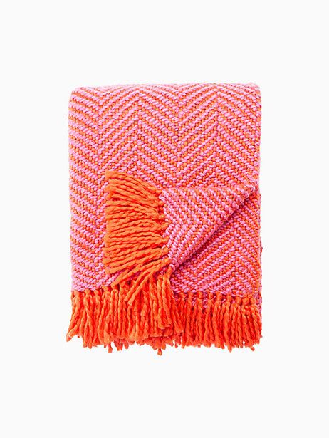 Seaport herringbone throw blanket Hot Pink Bedding, Hot Pink Blanket, Herringbone Throw Blanket, Kate Spade Bedding, Pink Throw Blanket, Herringbone Blanket, Unique Bedding Sets, Decorative Throws Blanket, Herringbone Throw