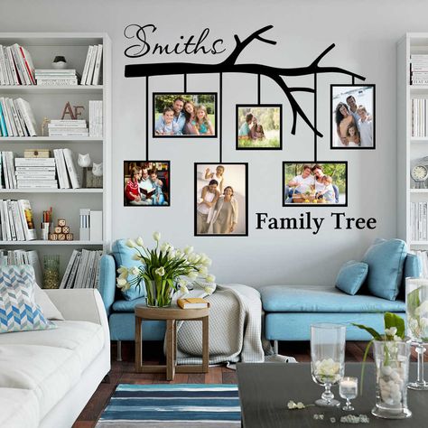 Large Personalized Name Family Tree With Picture Frames Wall Sticker Bedroom Living Room Love Branch Photo Frames Decal Nursery| | - AliExpress Living Room Decor Frames, Living Room Decor Photos, Picture Wall Living Room, Family Tree Wall Art, Family Tree Photo, Frame Wall Collage, Frame Collage, Room Store, Living Room Decor Rustic