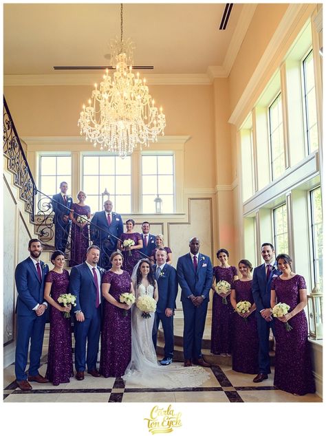 Purple And Gold Wedding Suits, Navy Blue And Plum Wedding Centerpieces, Navy Blue Purple And Silver Wedding, Purple And Gold Bridesmaid Dresses, Royal Purple And Navy Blue Wedding, Purple And Blue Wedding Party, Purple Suits For Men Wedding Ideas, Plum And Navy Blue Wedding, Blue And Purple Bridesmaid Dresses