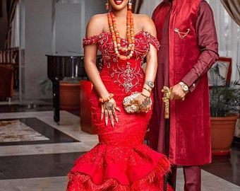 African wedding matching outfit african couples matching | Etsy Igbo Art, Ethiopia Culture, Igbo Traditional Wedding, Wedding Suit Styles, Couples African Outfits, Nigerian Wedding Dress, African Bridal Dress, Nice Accessories, African Traditional Wedding Dress