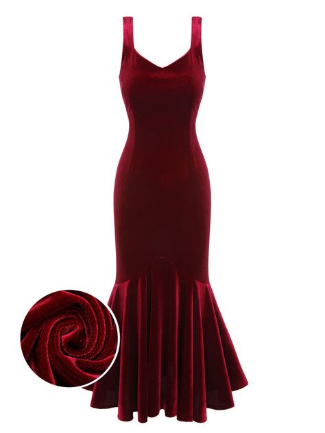 1930s Mermaid Dress, 1930s Red Dress, 1930s Party Dress, Classy Goth, Velvet Mermaid Dress, Annie Jr, 1930 Dress, 1920s Inspired Dresses, 1930s Fashion Women