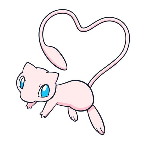 Cute Mew Pokemon, Mew Art Pokemon, Pokemon Mewtwo Art, Mewtwo Sketch, Cute Pink Pokemon, Mew Sketch, Mew Drawing, Mew Fanart, Mew Tattoo