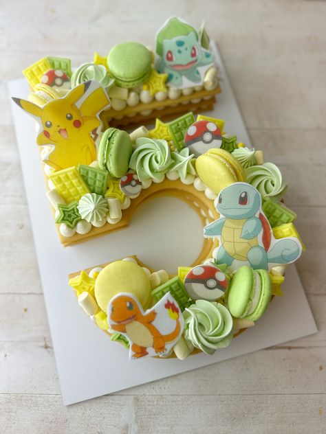 5 Cake Number Boy, Pokémon Number Cake, Lucky Number 7 Birthday Party, Number 5 Cake For Boys, Pokemon Number Cake, Number 7 Cake, Pokemon Torte, Pastel Rectangular, Star Wars Birthday Cake