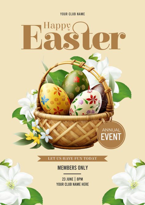 Easter Egg Cartoon, Basket Cartoon, Drawing House Plans, Rabbit Illustration, Poster Psd Free Download, Poster Psd, Cartoon Flowers, Holiday Poster, Coloring Eggs