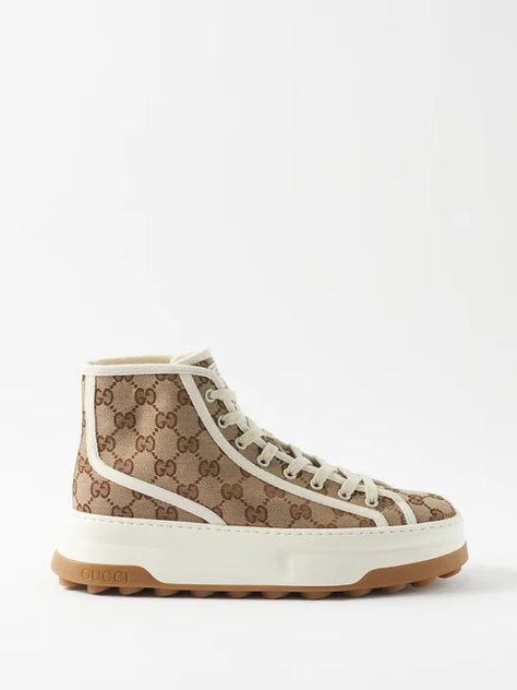 MATCHESFASHION: GUCCI Tennis 1977 GG Supreme canvas high-top trainers… High Top Trainers, White High Tops, Neck Piece, High Top Shoes, Curator Style, Shoe Box, High Top, Top Sneakers, High Top Sneakers