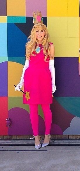 Princess Peach Halloween costume Princess Peach Adult Costume Diy, Princess Peach Adult Costume, Diy Princess Costume For Women, Creative Costumes For Women, Badass Costumes For Women, Princess Peach Costume Women, Peach Halloween Costume, Princess Peach Costume Diy, Princess Peach Halloween Costume