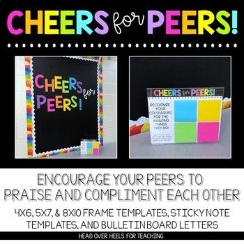 Cheers For Peers! Build Community at Your... by Joanne Miller | Teachers Pay Teachers Employee Recognition Board, Staff Bulletin Boards, Morale Ideas, Employee Appreciation Board, Work Team Building, Teacher Morale, Work Bulletin Boards, Morale Boosters, Staff Morale