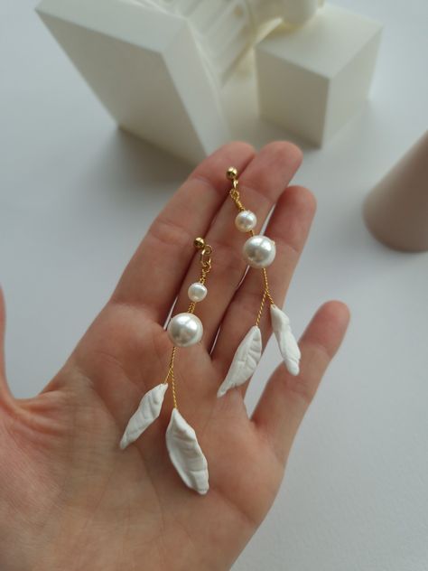 Olive Earrings, Vine Earrings, Olive Leaves, Earrings Nature, Ivory Earrings, Nature Earrings, Bridesmaid Proposal Gifts, Modern Bridal, Proposal Gifts