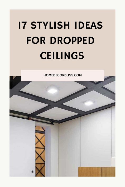 Explore 17 creative and stylish ideas to transform your dropped ceiling into a stunning design feature. From minimalist designs to intricate patterns, discover inspiration to elevate your space. Whether you're looking for modern sophistication or cozy charm, these ideas will help you reimagine your ceilings in a whole new light. Say goodbye to boring ceilings and hello to endless possibilities with these innovative dropped ceiling ideas! Dropped Ceiling Design, Cool Drop Ceiling Ideas, Dropped Ceiling Lighting, Floating Ceiling Ideas, Dropped Ceiling Ideas, Diy Suspended Ceiling, Drop Ceiling Design, Wood Drop Ceiling, Drop Ceiling Ideas