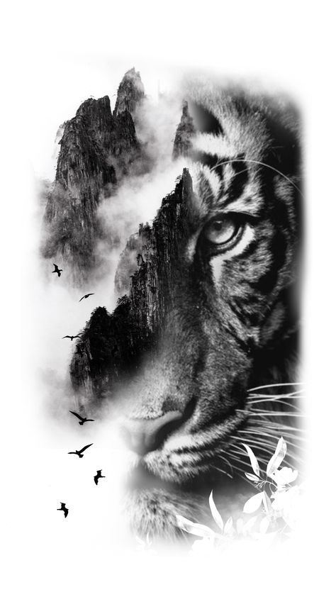 Bird Tattoo Half Sleeve, Animal Tattoos Realistic, Realistic Tiger Tattoo Design, Animal Face Tattoo, Good Tattoos For Men, Tiger Tattoo Design Men, Realistic Animal Tattoos, Tigres Tattoo, Tiger Tattoo Ideas