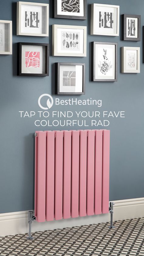 Radiator In Hallway, Colourful Radiator, Pink Radiator, Living Room Radiators, Wall Radiators, Radiators Living Room, Rainbow Playroom, Home Radiators, Radiators Modern