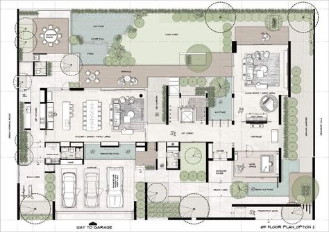 Layout Villa, Residential Floor Plan, Tropical House Plans, Resort Cottage, Luxury House Floor Plans, Mansion Plans, Rendered Floor Plan, Luxury Floor Plans, Luxury Plan