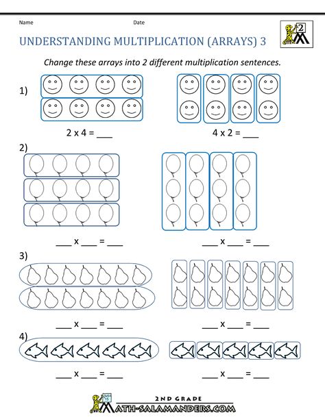 Arrays Multiplication Worksheets 077 Understanding Multiplication, Beginning Multiplication, Free Printable Multiplication Worksheets, Teach Multiplication, Array Worksheets, Times Tables Worksheets, Printable Multiplication Worksheets, Multiplication Arrays, Learning Multiplication