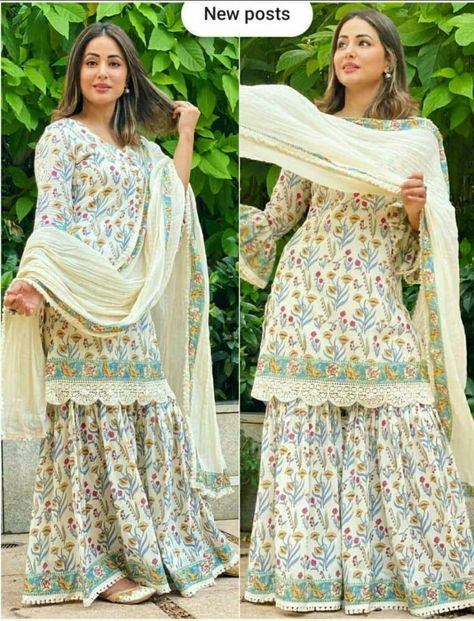 Sharara Kurti, Pakistani Kurti Designs, Kurti Dupatta, Designer Sharara, Orang India, Sharara Designs, Simple Kurti Designs, Gaun Fashion, Stylish Short Dresses