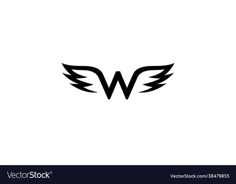 Wings Logo Design Creative, W Logo Design Letter, Wing Logo Design, Alphabet Logo Design, Wings Symbol, Badminton Logo, Logo Wings, W Letter, Alphabet Logo