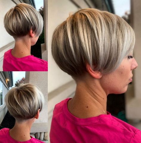 Pixy Bob Hairstyle for Thick Hair Pixy Bob, Undercut Bob Hairstyles, Hairstyle For Thick Hair, Undercut Bob Haircut, Kort Bob, Undercut Bob, Pixie Bob Hairstyles, Pixie Bob Haircut, Styles Braids