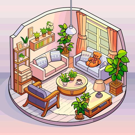 Tracing Pictures, Interior Design Portfolio Layout, Inspirational Digital Art, Isometric Drawing, Isometric Art, Sims House Design, Isometric Illustration, Scene Art, Cute Kawaii Drawings