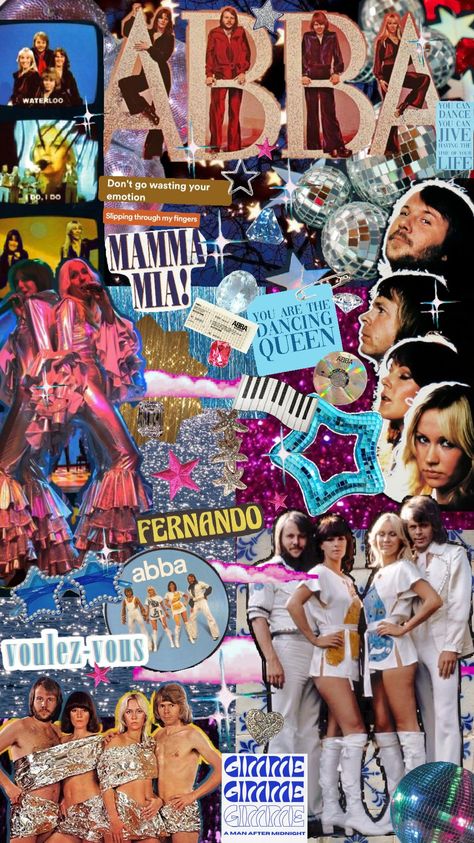 #abba Abba Background, Abba Collage, Abba Aesthetic Wallpaper, Abba Aesthetic Vintage, Abba Wallpaper, Abba Poster, Abba Aesthetic, Abba Outfits, After Midnight