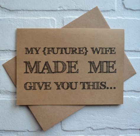 my FUTURE WIFE MADE me will you be my groomsman card funny card kraft bridal party card groomsman pr Groomsman Proposal Funny, Moh Proposal, Bridesmaid Cards Funny, Groomsman Card, Bridal Card, Envelope Printing, Be My Groomsman, Proposal Wedding, Asking Bridesmaids