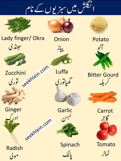 Vegetable Names In English, Jumuah Quotes, Urdu Worksheet, Alkaline Fruits, Vegetables List, Urdu Vocabulary, Islamic Months, Word English, Plants Names