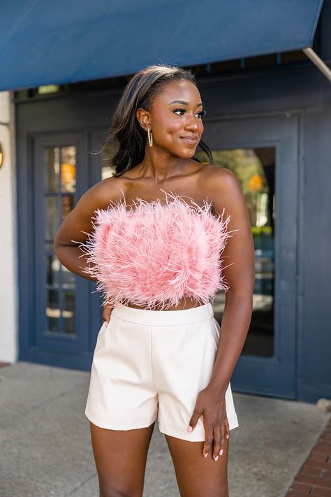 Feather top outfit