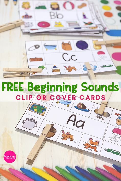 Phonemic awareness is so important for early reading success! Give your learner lots of practice with these free printable beginning sounds clip or cover cards! #printableactivities #preschoolactivities #literacyactivities #alphabet #printableliteracyactivities #kindergartenactivities #kindergartenliteracyactivities #kindergartenliteracy #education #phoncsactivites #beginningsoundsprintablegame #beginningsoundsactivties #beginningsoundsactivitieskindergarten #printablebooks Alphabet Sound Activities Kindergarten, Beginning Sounds Games Preschool, Beginning Sounds Activities Free, Beginning Phonics Activities, Sound Cards Phonics, Beginning Sounds Clip Cards Free, Beginning Sound Clip Cards Free, Clip Cards Preschool Free, Beginning Sound Activities Kindergarten