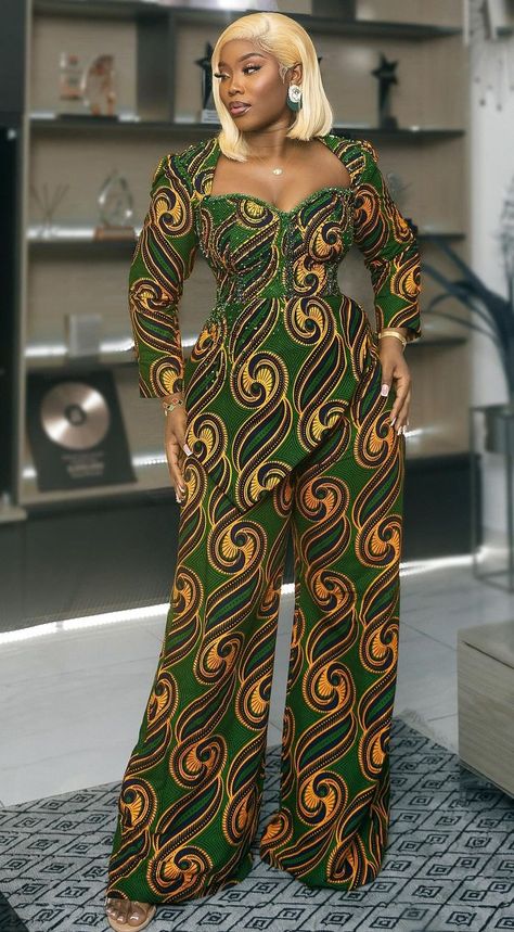 Ankara Palazo Trouser And Top Styles, Congolese Traditional Clothing, Ankara Palazzo Jumpsuit, African Print Skirt Ankara Styles, Chitenge Outfits, Kitenge Fashion, African Chic, Modest Dresses Fashion, African Print Skirt