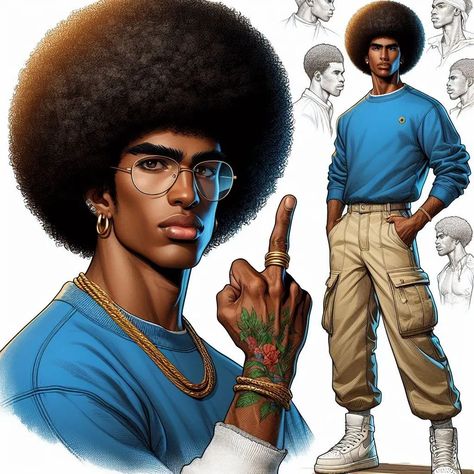 Afro Mullet, Afro Character, African Superhero, Afro Man, Black Anime Guy, Anime Photo Profile Dark, Black Panther Art, Black Comics, Black Men Fashion Swag