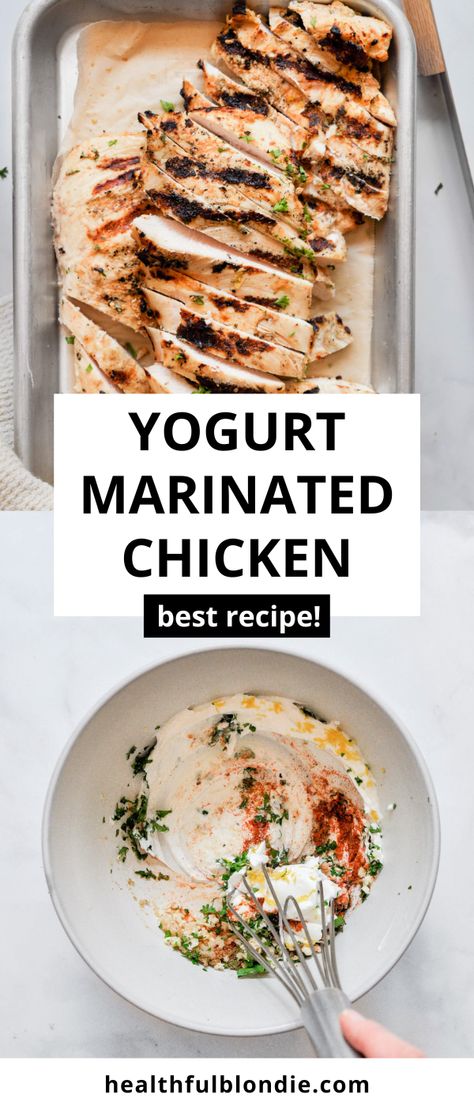 Marinate Chicken In Greek Yogurt, Grilled Yogurt Marinated Chicken, Marinating Chicken In Greek Yogurt, Yogurt Chicken Marinade Baked, Chicken Thigh Recipes Greek Yogurt, Greek Yogurt Chicken Marinade Air Fryer, Lemon Garlic Greek Yogurt Marinated Chicken, Baked Yogurt Chicken, Spiced Yogurt Chicken Breast