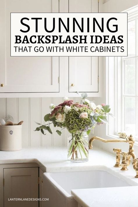 Explore stunning backsplash options perfectly paired with white cabinets for your dream kitchen design! From classic subway tiles to modern mosaic patterns, discover the best backsplashes to elevate your white cabinetry. White Subway Tile Kitchen Backsplash To Ceiling, Backsplash Tile Ideas Farmhouse, Kitchen Backsplash With Subway Tile, Backsplash With White Cabinets And White Countertops, Stone Look Backsplash Kitchen, Kitchen Backsplash To The Ceiling, Cottage Style Backsplash, Classic Kitchen Backsplash With White Cabinets, White Shaker Cabinets Backsplash Ideas