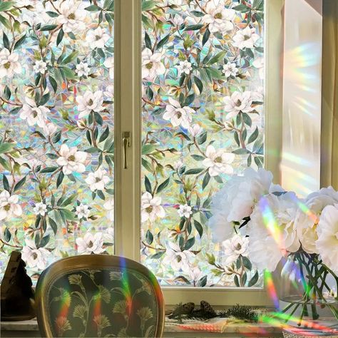 Glass Window Decals, Window Privacy Film, Rainbow Window, Window Stained, Stained Glass Window Film, Rustic Window, Flower Window, Privacy Film, Window Privacy