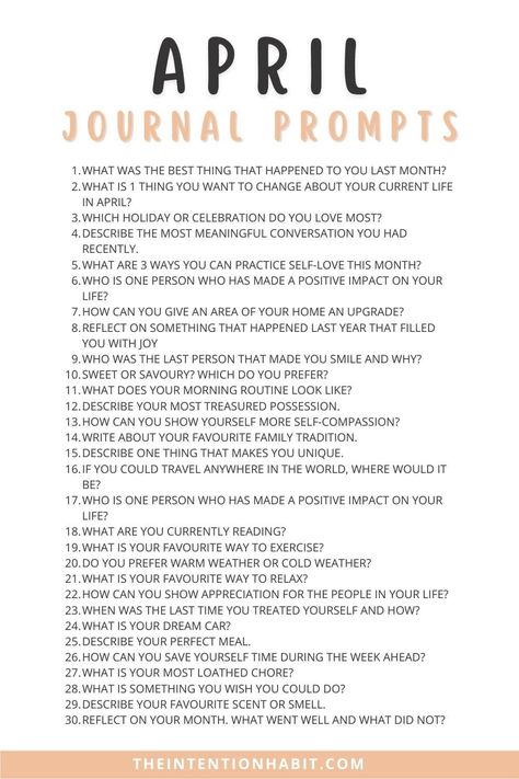 April 2024 Journal Prompts, April Journal Prompts For Kids, April Journal Ideas Writing Prompts, Goals For April 2024, Goals For April, 2024 Monthly Journal Prompts, April Prompts 2024, April Journal Prompts 2024, April Goals Ideas