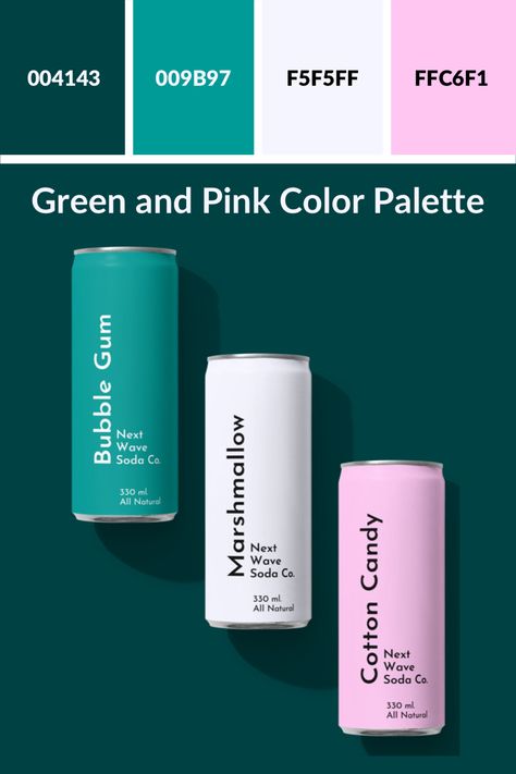 Pink And Turquoise Branding, Bubbly Color Palette, Bubble Gum Pink Color Palette, Bubble Gum Color Palette, Branding Color Pallets, Teal And Pink Color Palette, Cotton Candy Color Palette, Color Palette Pink And Green, Pink Green Color Palette