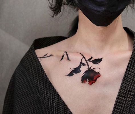 50 Cute Clavicle Tattoos for Women | Art and Design Black Rose And Thorns Tattoo, Rose Thorn Tattoo, Butterfly Concept, Red Flower Tattoos, Chef Tattoo, Thorn Tattoo, Clavicle Tattoo, Rose Tattoos For Women, Black Rose Tattoos