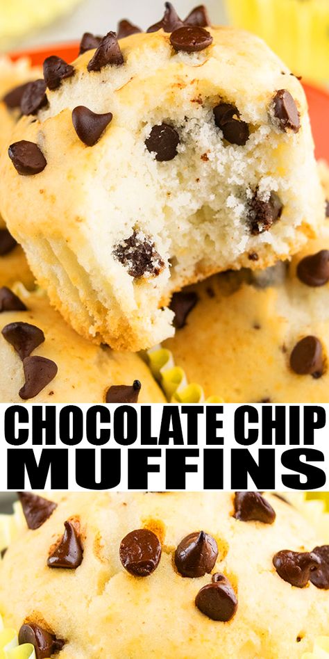 Easy Chocolate Chip Muffins, Moist Chocolate Chip Muffins, Muffins Homemade, Chocolate Chip Muffins Easy, Choc Chip Muffins, Cheesecake Oreo, Chocolate Chip Muffin Recipe, Simple Muffin Recipe, Recipes Chocolate