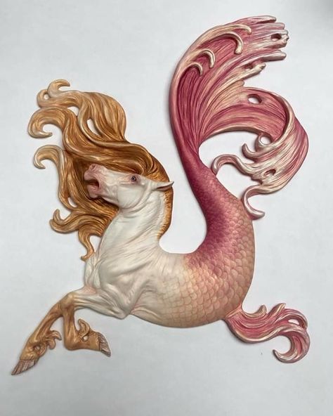 Hypocampus Tattoo, Hippocampus Art, Minimalist Tattoo Ideas, Magical Horses, Unicorn Art, Fantasy Creatures Art, Sea Horse, Horse Sculpture, Arte Inspo