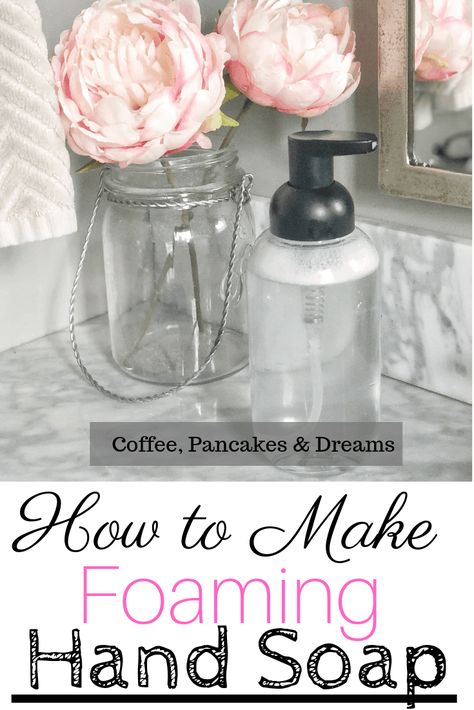 How to make your own non toxic foaming hand soap #easy #recipe #essentialoil Homemade Soap Recipe, Homemade Foaming Hand Soap, Foaming Hand Soap Recipe, Coffee Pancakes, Essential Oil Hand Soap, Hand Soap Recipe, Diy Lotions, 0 Waste, Diy Foaming Hand Soap