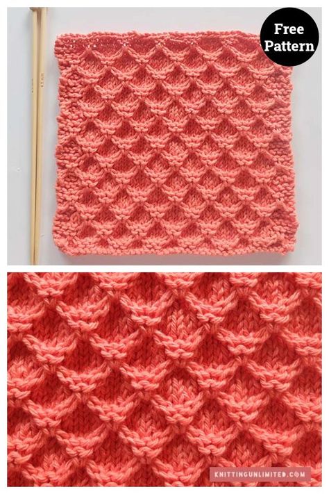 Honeycomb Dishcloth Free Knitting Pattern Knitted Dishcloths Free Patterns, Beehive Knitting Free Pattern, Knit Honeycomb Stitch, Honeycomb Knit Pattern, Honeycomb Brioche Knitting, Honeycomb Dishcloth Pattern, Knitting Space, Intermediate Knitting Patterns, Easy Knitting Patterns Free