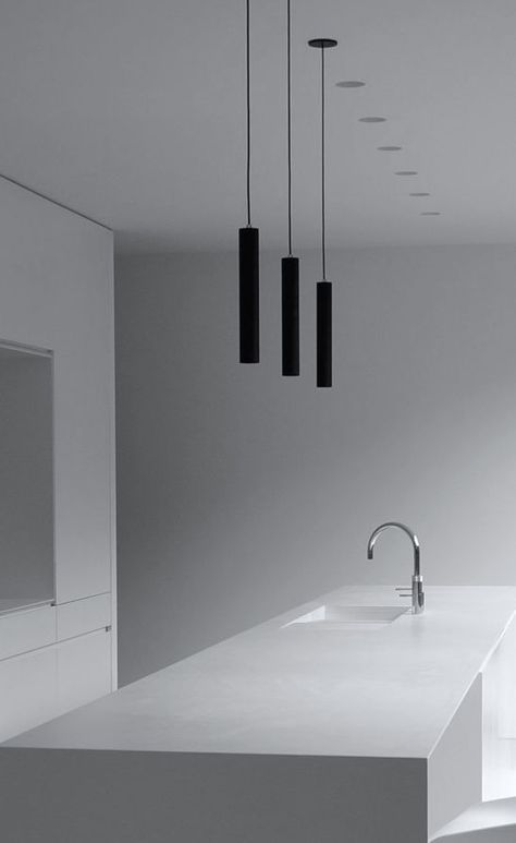 Pendant Lighting Kitchen, Pendant Light Kitchen, Interior Minimalista, Kitchen Interior Design Modern, Minimalist Lighting, Kitchen Lamps, Kitchen Pendants, Luminaire Design, House Kitchen