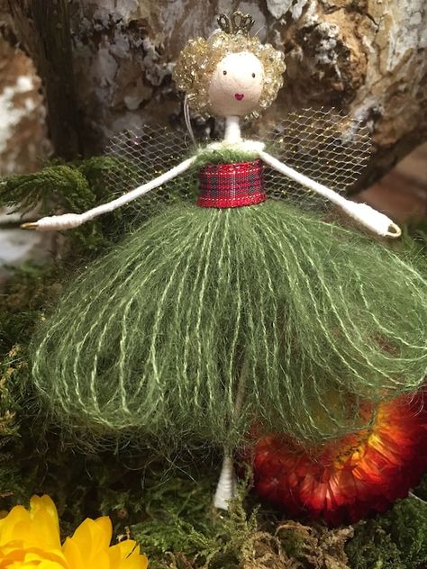 Birthday Fairy, Wire Armature, Bendy Doll, Felt Fairy, Fairy Crafts, Fairy Decor, Fairy Gifts, Clothespin Dolls, Tiny Beads