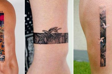 These Rectangular Tattoos Are Like Little Snippets Of Beautiful Scenery From A Much Larger Picture Square Tattoo Frame, Rectangle Tattoo Design, Rectangular Tattoo Ideas, Black Rectangle Tattoo, Rectangular Tattoo, Horizontal Tattoo Ideas, Rectangle Tattoo, South Korean Tattoo, Unusual Tattoos