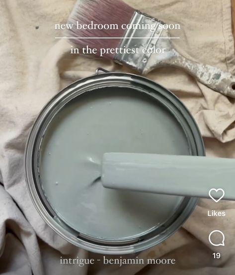 Intrigued Benjamin Moore, Bm Intrigue Paint Color, Intrigue By Benjamin Moore, Benjamin Moore Intrigue, Intrigue Benjamin Moore, Color Drenched Bathroom, Paint Color Inspiration, Interior Paint Colors, Color Inspo