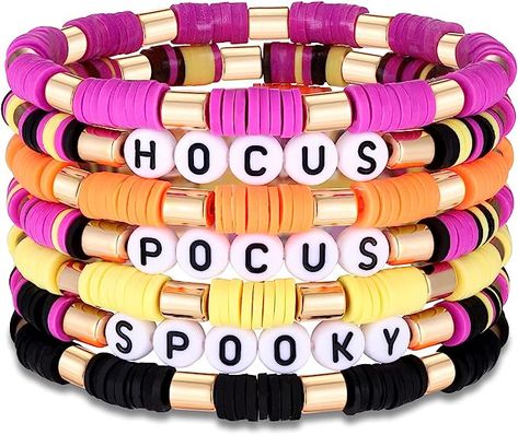 Amazon affiliate Make Clay Beads, Heishi Bracelets, Stackable Beaded Bracelets, Vinyl Disc, Braces Colors, Preppy Bracelets, Homemade Bracelets, Halloween Clay, Autumn Bracelet