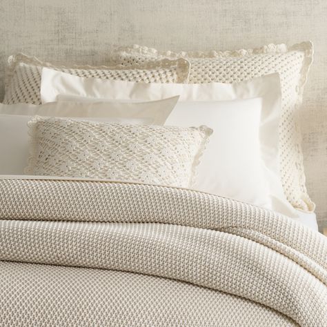 PCH Corossol Crochet Ivory Euro Pillow Sham @Zinc_Door Farmhouse Style Bedrooms, Cal King Bedding, Pine Cone Hill, Hanging Hammock Chair, Perfect Bedding, White Blanket, Cotton Blanket, King Sheet Sets, Duvet Covers Twin