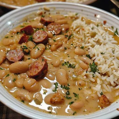 The Ultimate Guide to White Beans and Sausage Bowl White Beans And Sausage, Sausage Bowl, Bean And Sausage Soup, White Bean Recipes, Beans And Sausage, Rustic Recipes, Cooking White Rice, Sausage Soup, Great Northern Beans