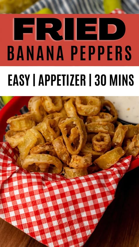 How Do You Pickle Banana Peppers, Recipes For Hot Banana Peppers, Deep Fried Bell Peppers, Unique Fried Foods, Banana Pepper Meals, Banana Pepper Dip Appetizers, Dinner With Banana Peppers, What To Do With Banana Peppers From Garden, Fried Banana Pepper Rings