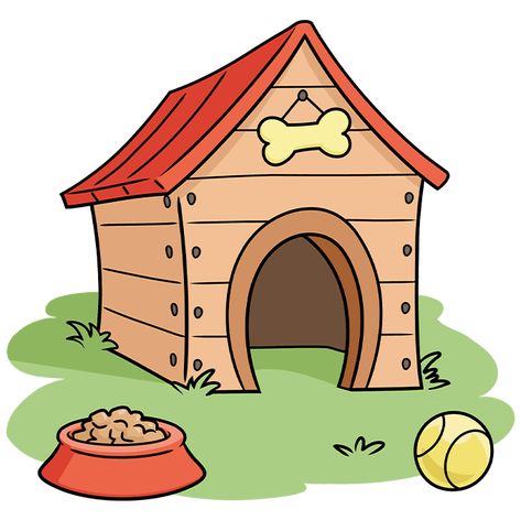 Dog House Cartoon, Dog House Drawing, Dog Drawing Easy, Dog Mural, Easy Dog House, Draw A Dog, Addition Flashcards, House Cartoon, Easy Cartoon Drawings