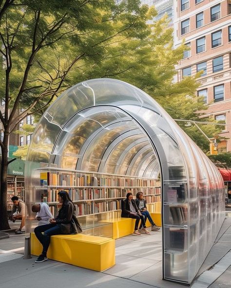 Street Library Architecture, Street Library, Arched Doorways, Life In New York, Arch Doorway, Urban Design Plan, Building Community, Urban Landscape Design, Library Architecture